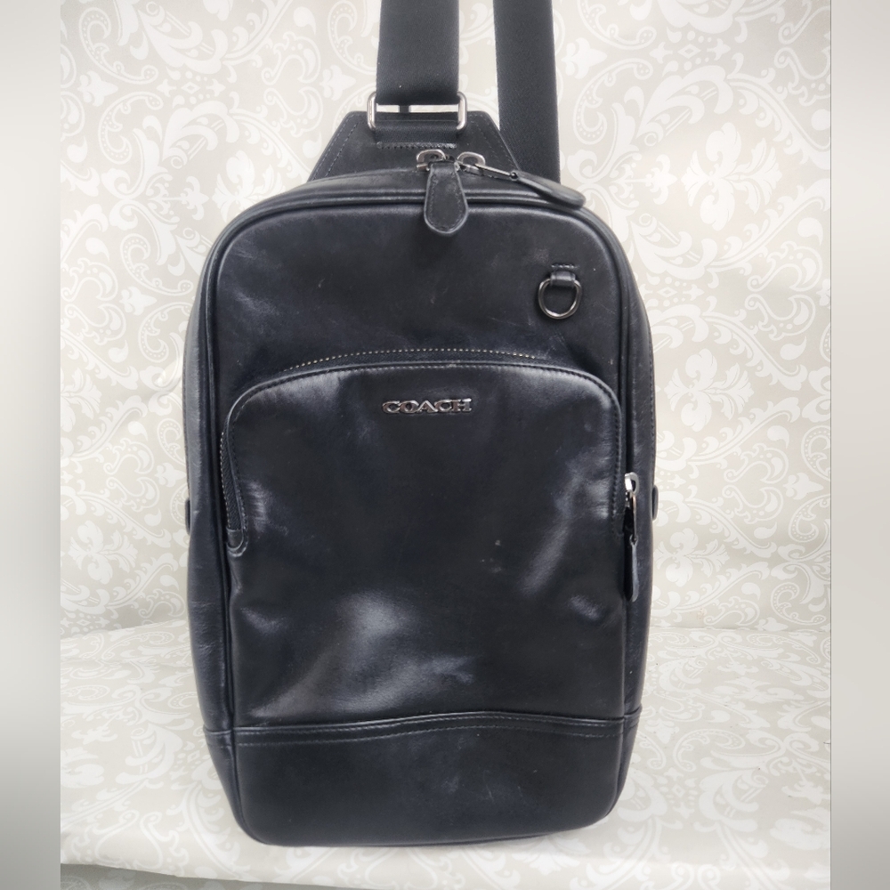 Coach Black Leather Men's Backpack